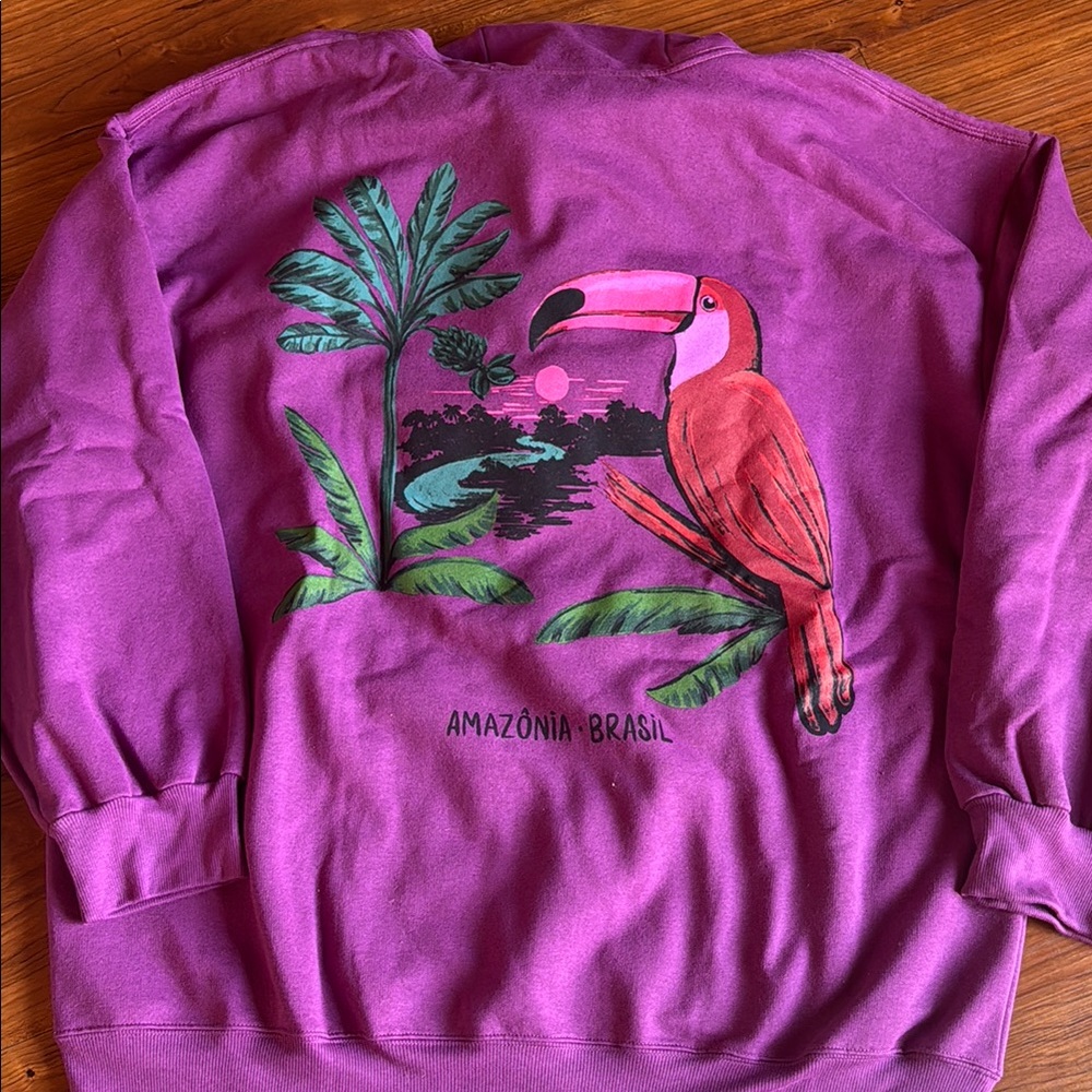 Farm Rio Purple Sweatshirt with Toucan Print from Brazil! Size GG/XL